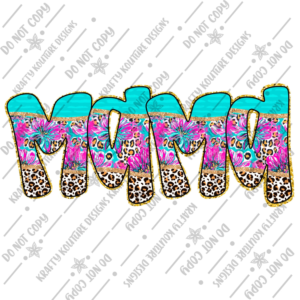 Tropical glitter mama png