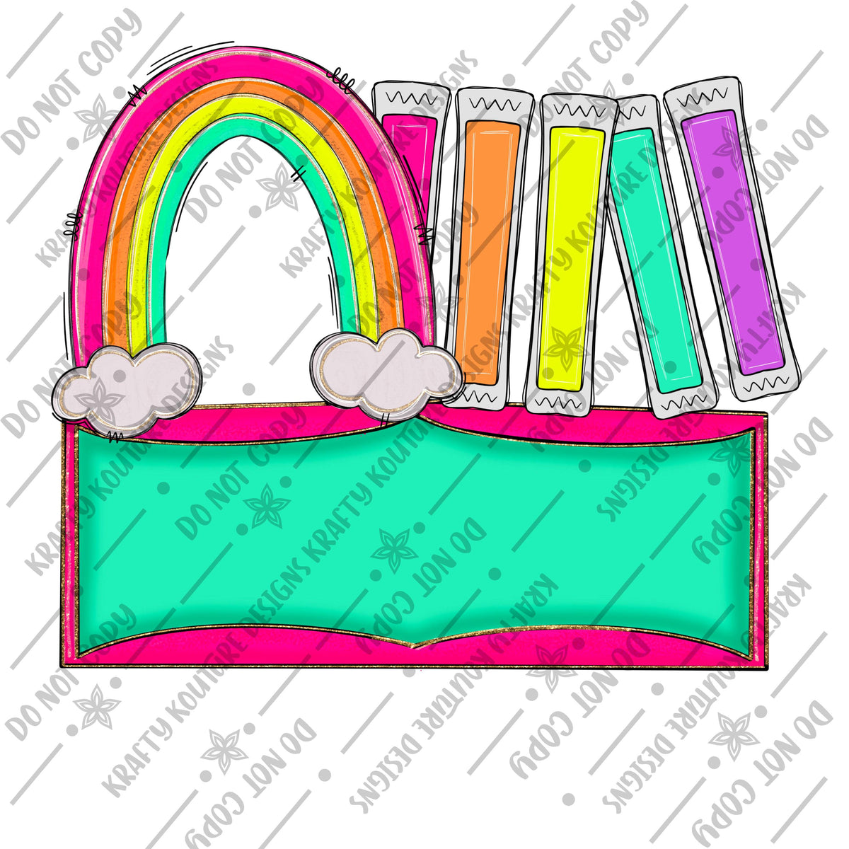 Rainbow Popsicle name plate PNG digital download