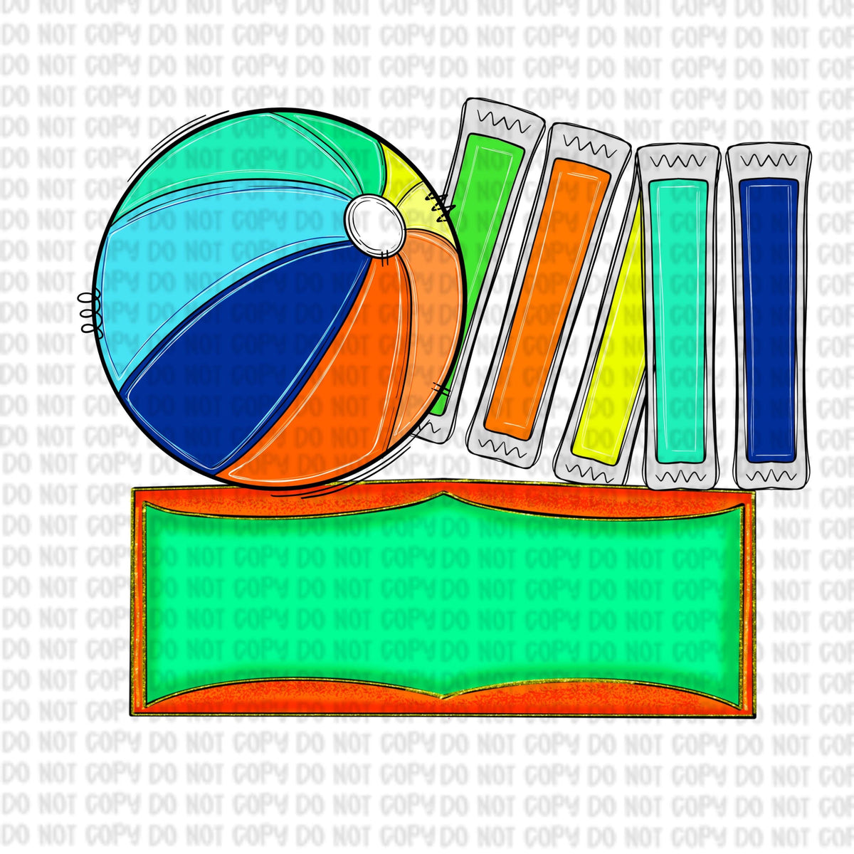 Beach Ball popsicles Name plate Boy version PNG