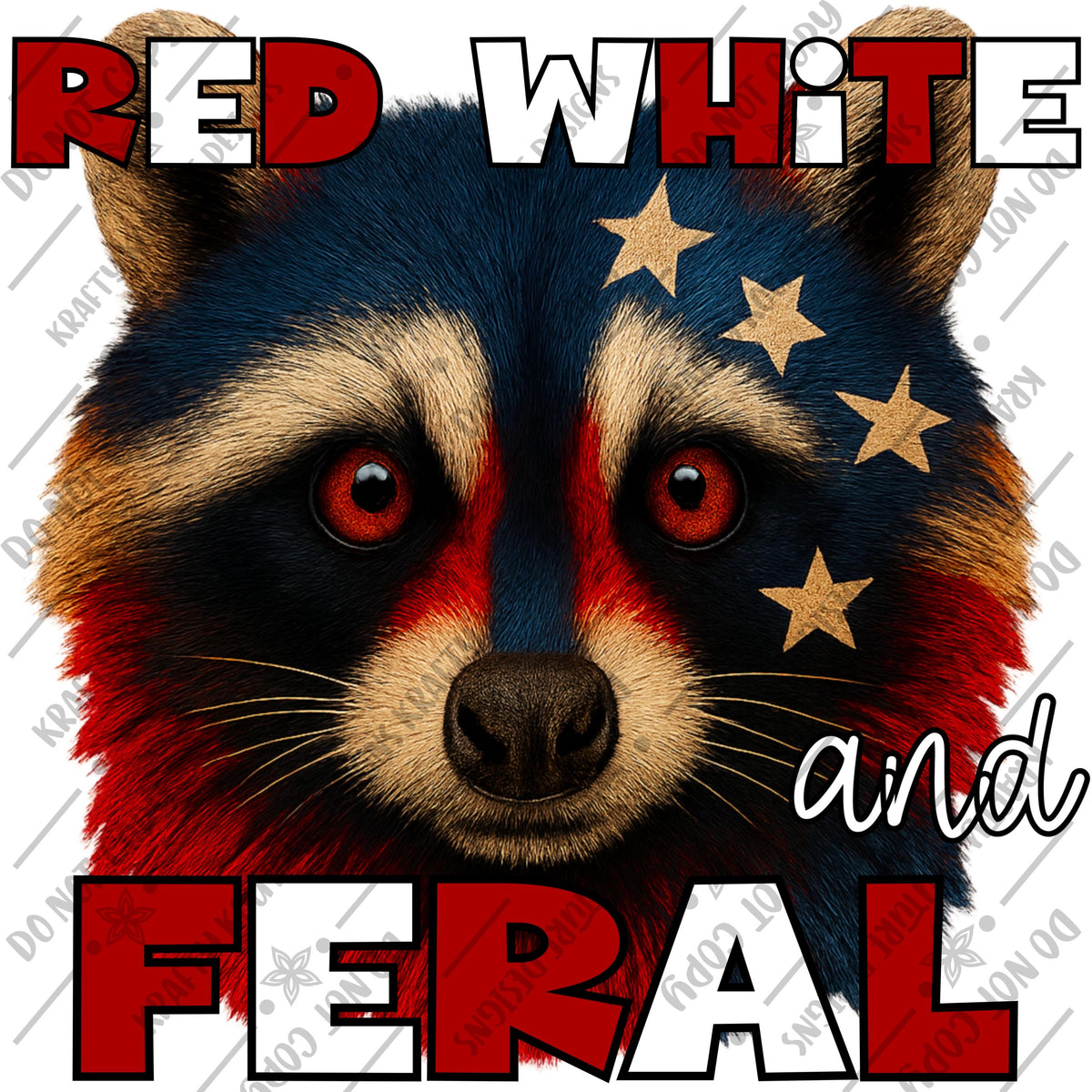 Red White and Feral PNG Digital download