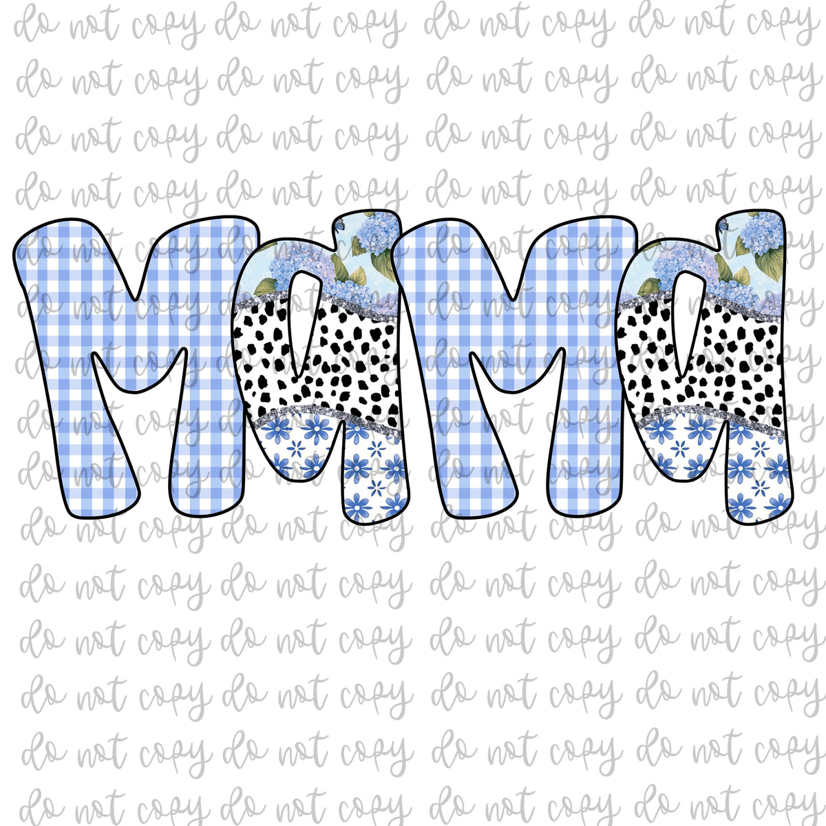 Gingham Floral Mama Digital PNG