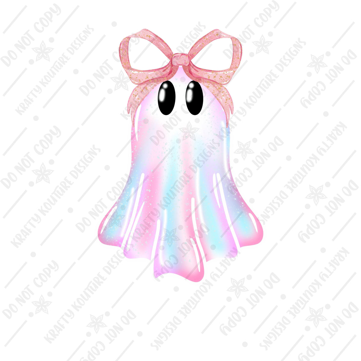Pastel glitter Ghosty with a bow digital
