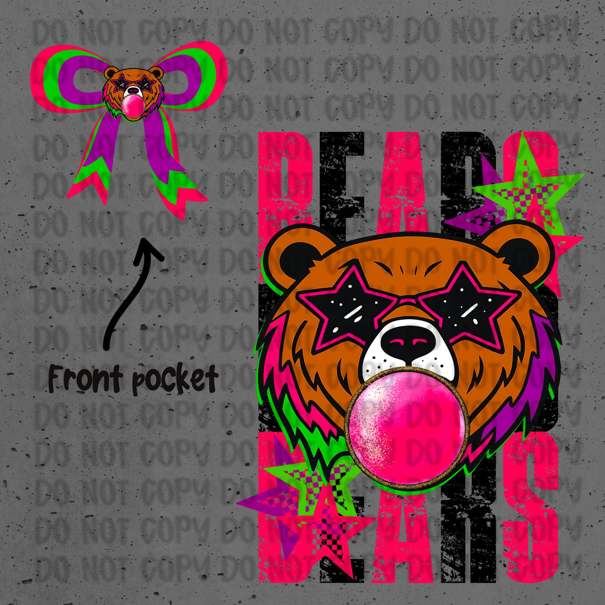 Bubblegum Mascot Bears pocket design included digital file