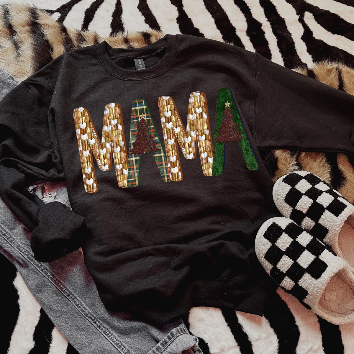 Christmas Tree Mama PNG, Faux Painted Design (Digital Download)