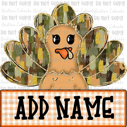 Glitter Camo boy Turkey PNG: Brush Stroke Thanksgiving Design