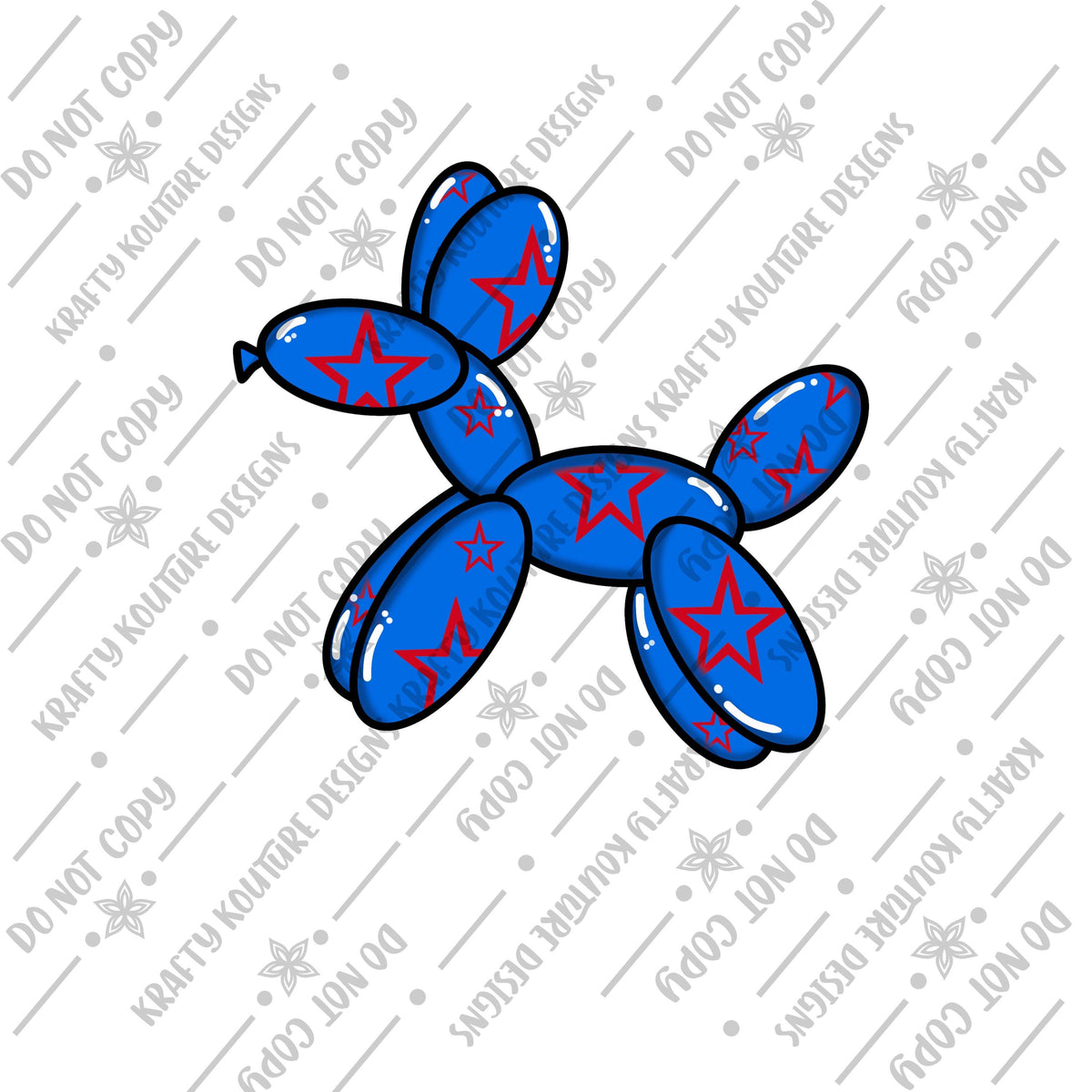 Patriotic Star Balloon Dog digital file