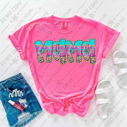 Tropical glitter mama png