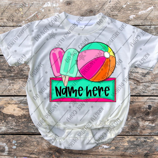 Beach Ball popsicles Name plate Digital png