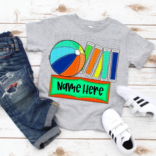 Beach Ball popsicles Name plate Boy version PNG