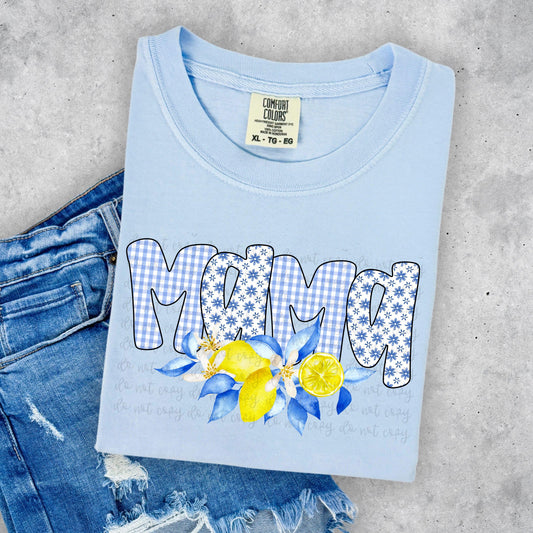 Gingham Floral Mama Lemons Digital PNG