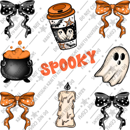 Spooky coquette bows png ghost digital design