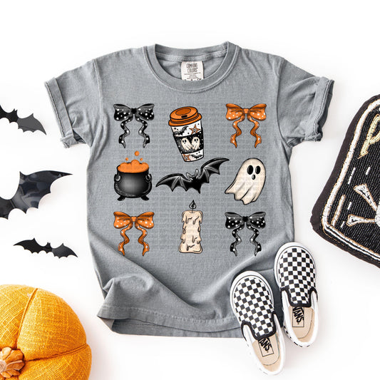 Spooky coquette bows png ghost digital design with bats