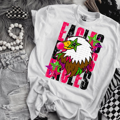 Bubblegum Eagles mascot distressed with matching front bow digital png