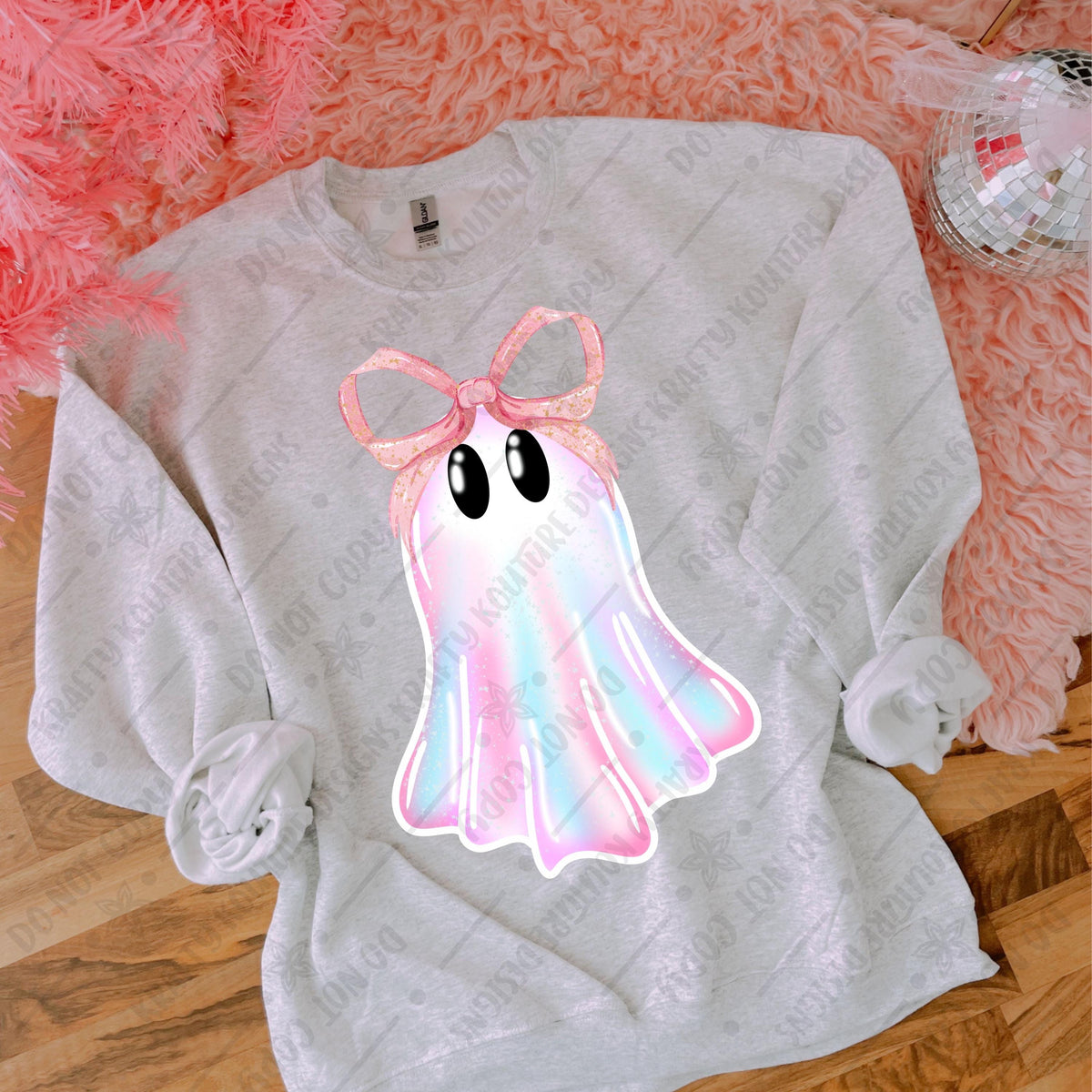 Pastel glitter Ghosty with a bow digital