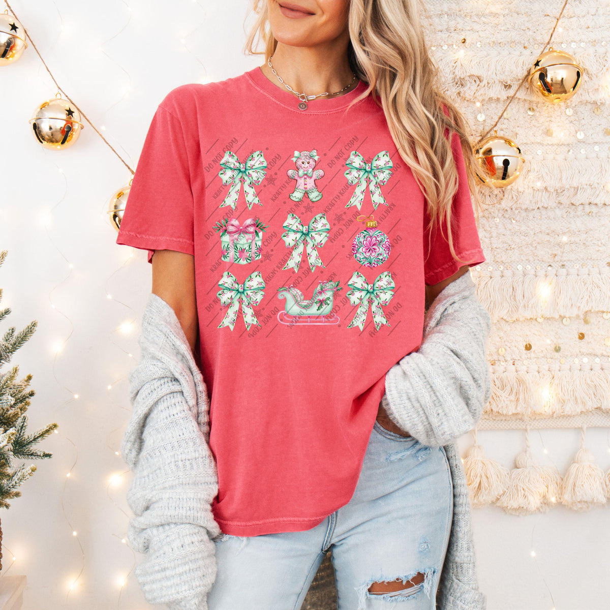 Coquette Preppy Christmas PNG Bundle: 4 Designs (Digital Download)