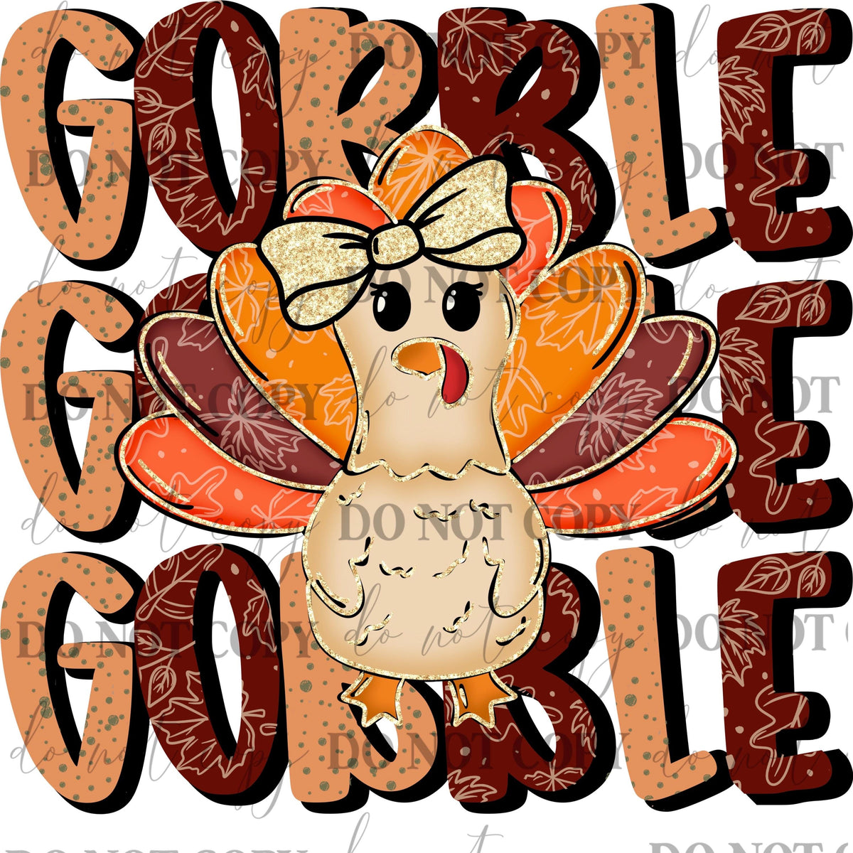 Stacked Gobble Turkey Thanksgiving Fall Digital Design