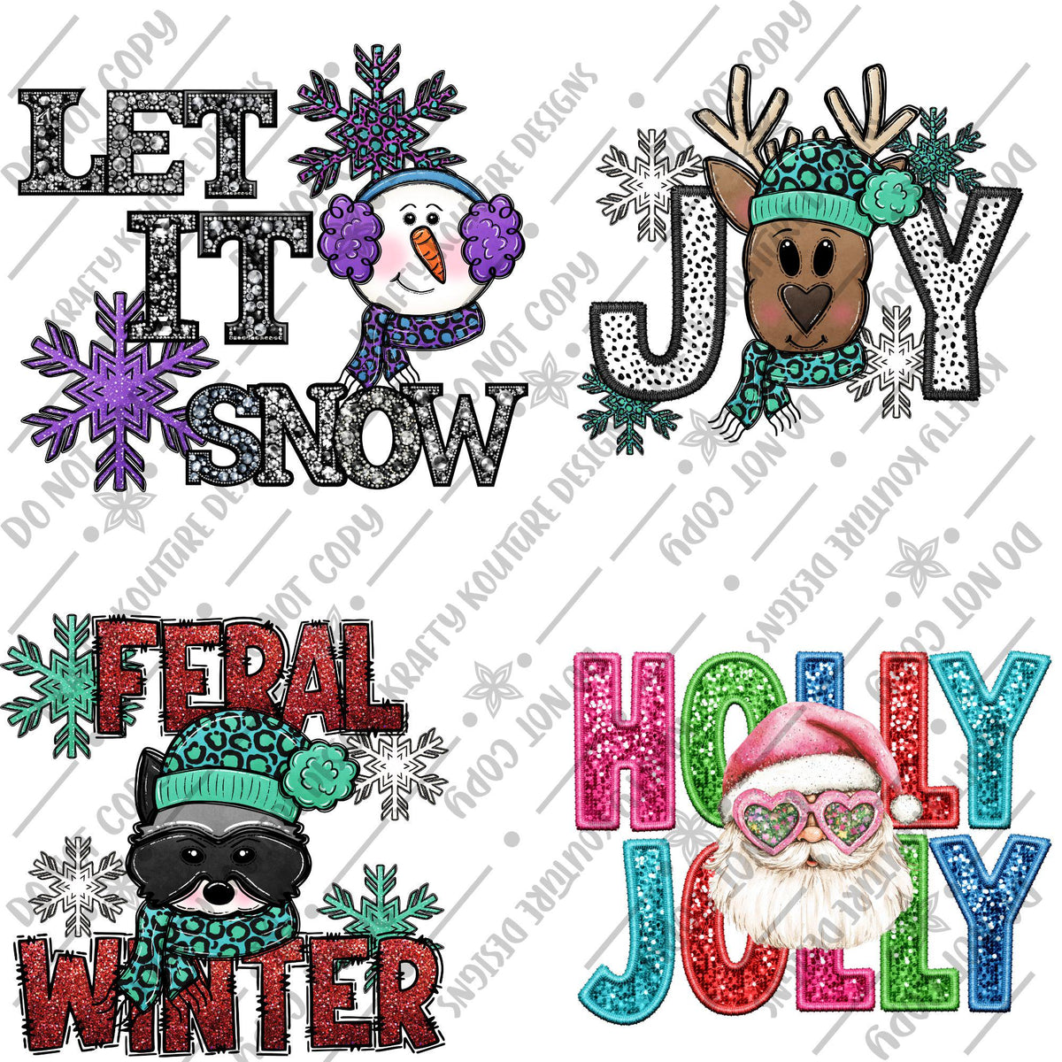 Christmas Faux Embroidery PNG Bundle