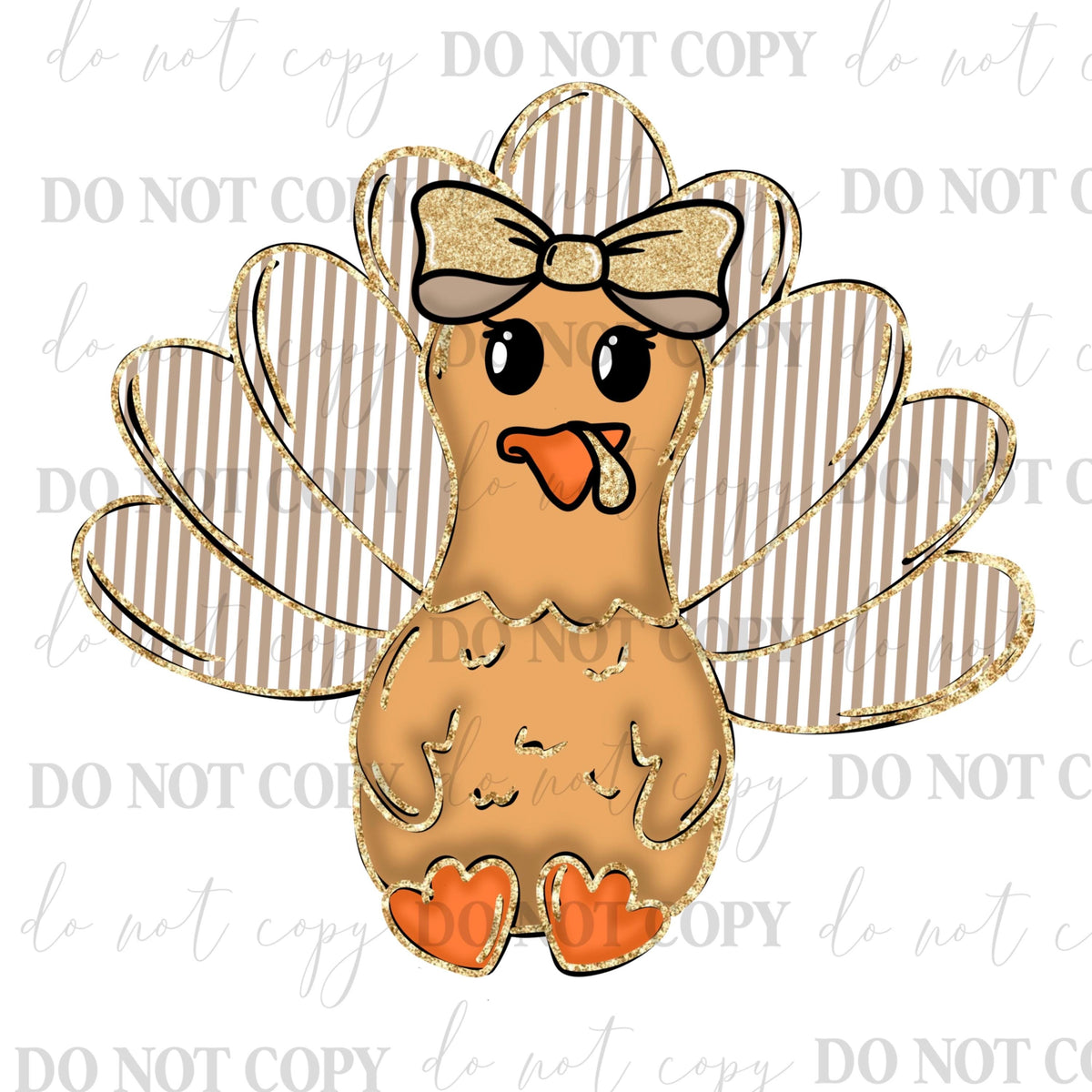 Seersucker Turkey with bow Digital File