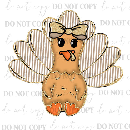 Seersucker Turkey with bow Digital File