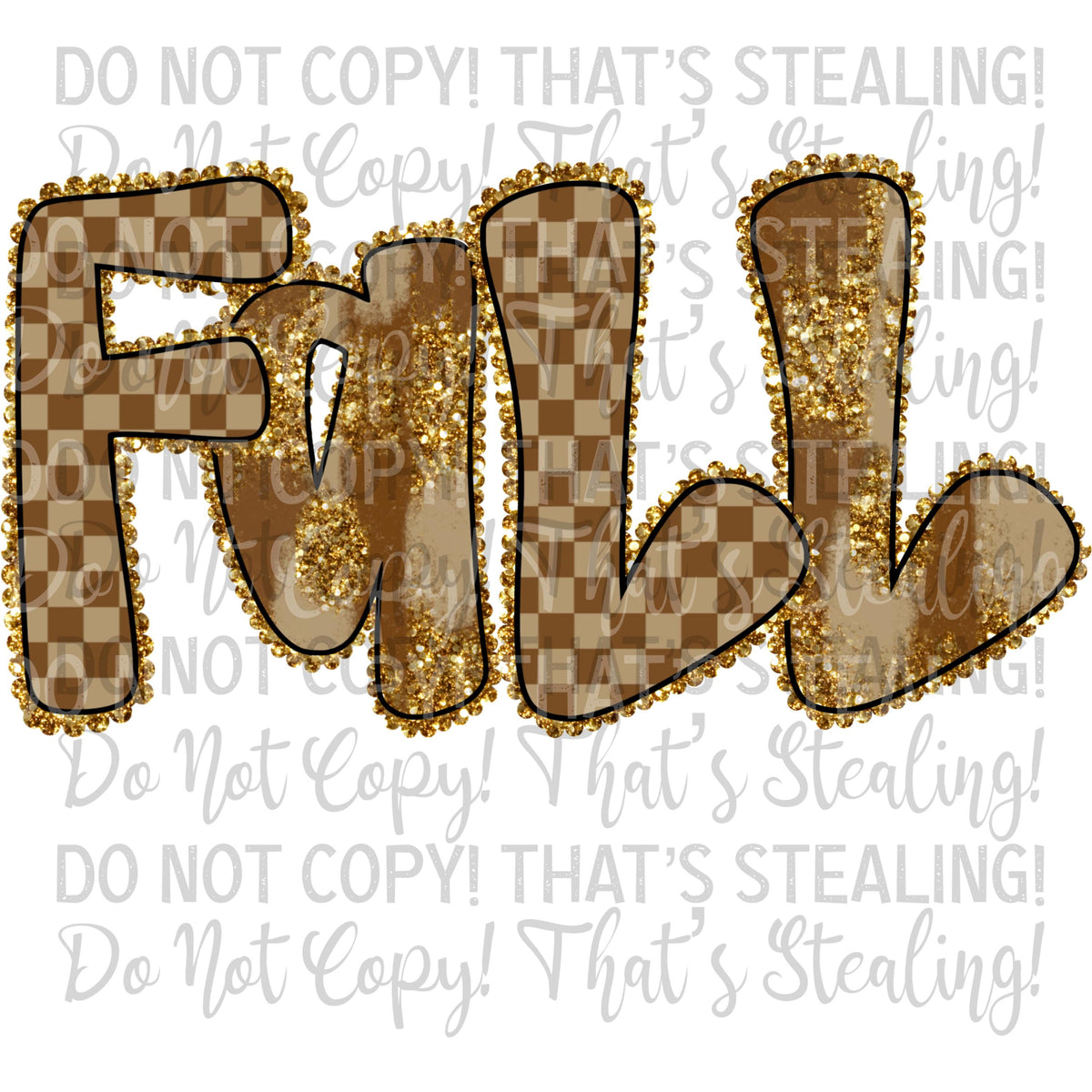 Fall Faux Embroidery PNG: Glitter Autumn Design (Digital Download)
