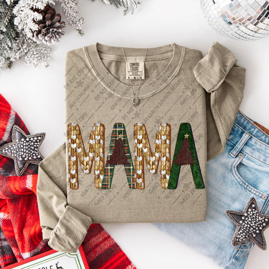Christmas Tree Mama PNG, Faux Painted Design (Digital Download)